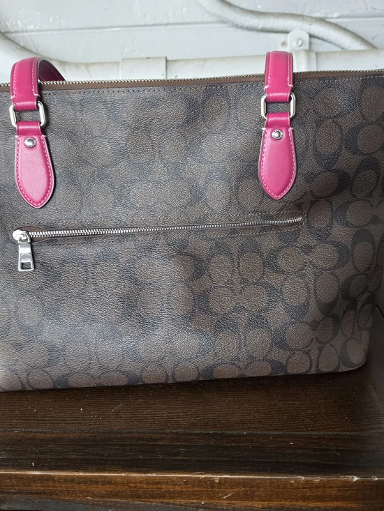 COACH Signature Tote with Pink Handles - Picture 8 of 11
